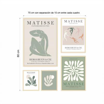 SET 5 CUADROS MATISSE VERDE